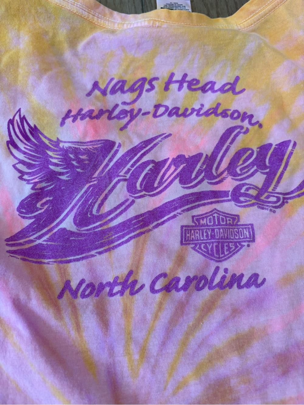 Harley Davidson Womens Tie Dye Tee 2014 Nags Head North Carolina TShirt XL